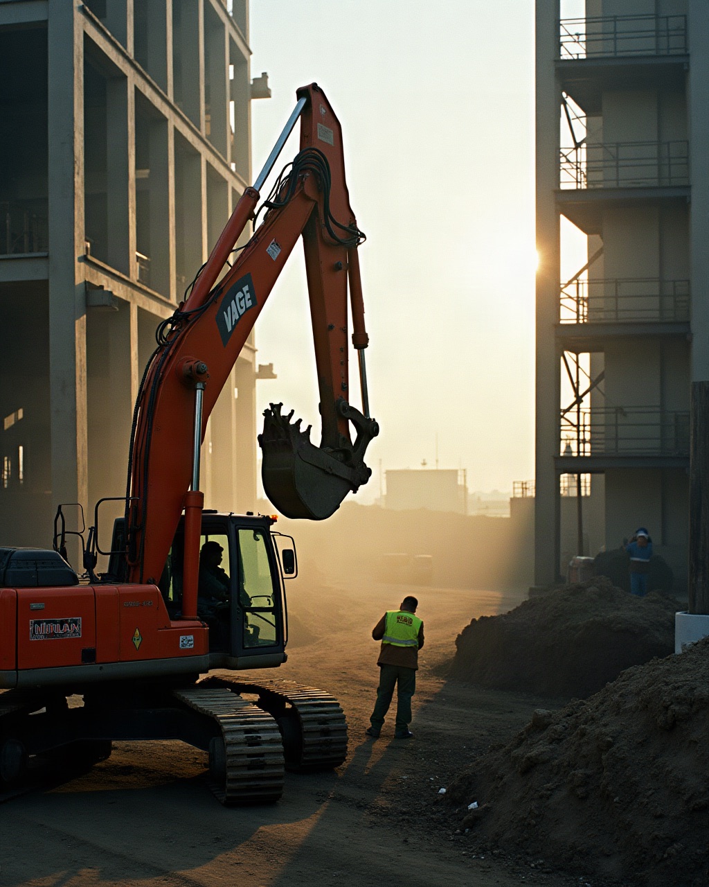 Plant and gear in operation on site, framed tight.
