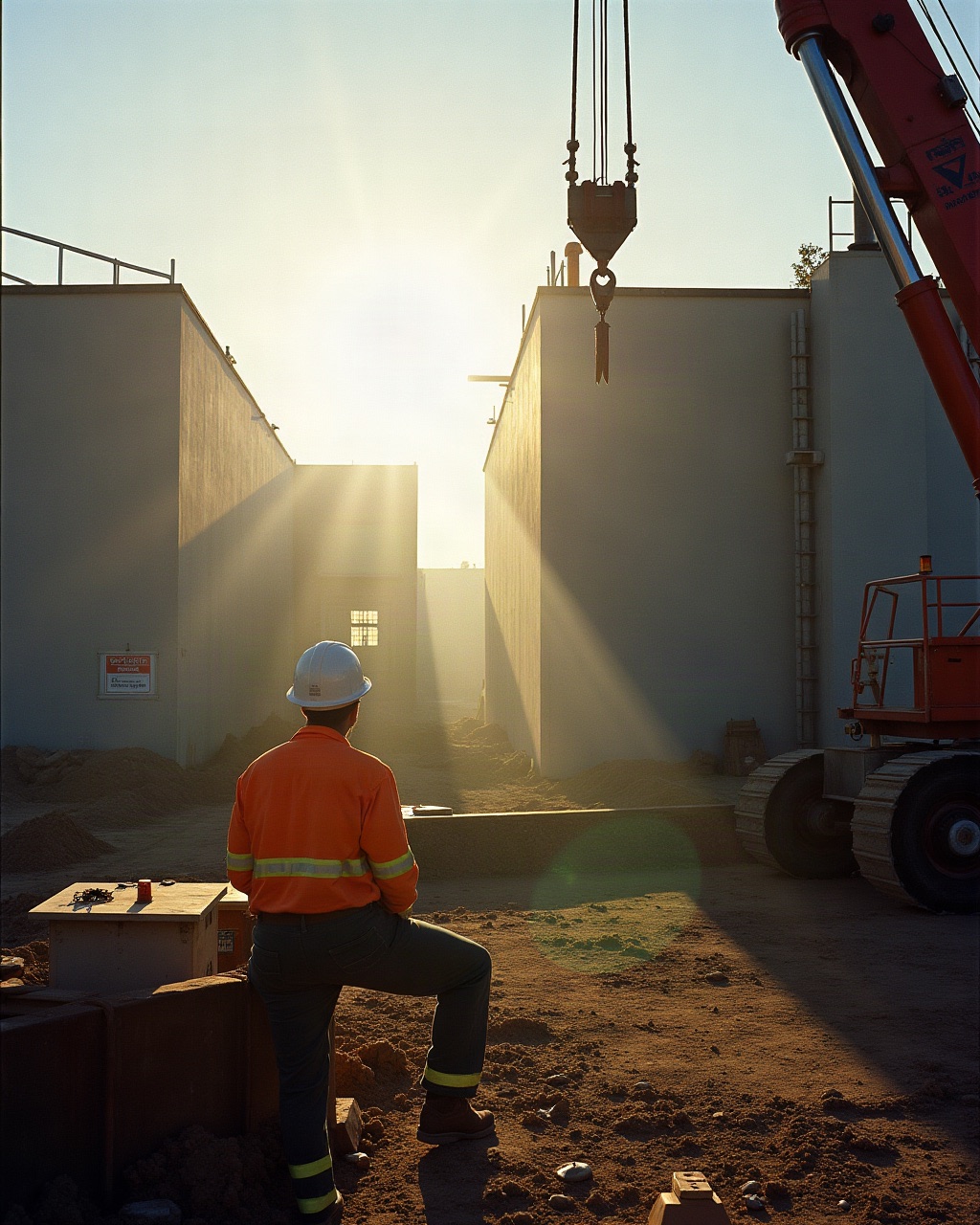 A milestone moment on site, shot from a vantage that shows the scale of the project and the team at work within it.